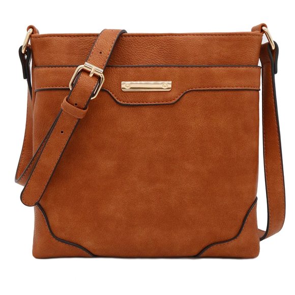 Medium Size Solid Modern Classic Crossbody Bag With Gold Plate Dark :'D - Picture 1 of 7